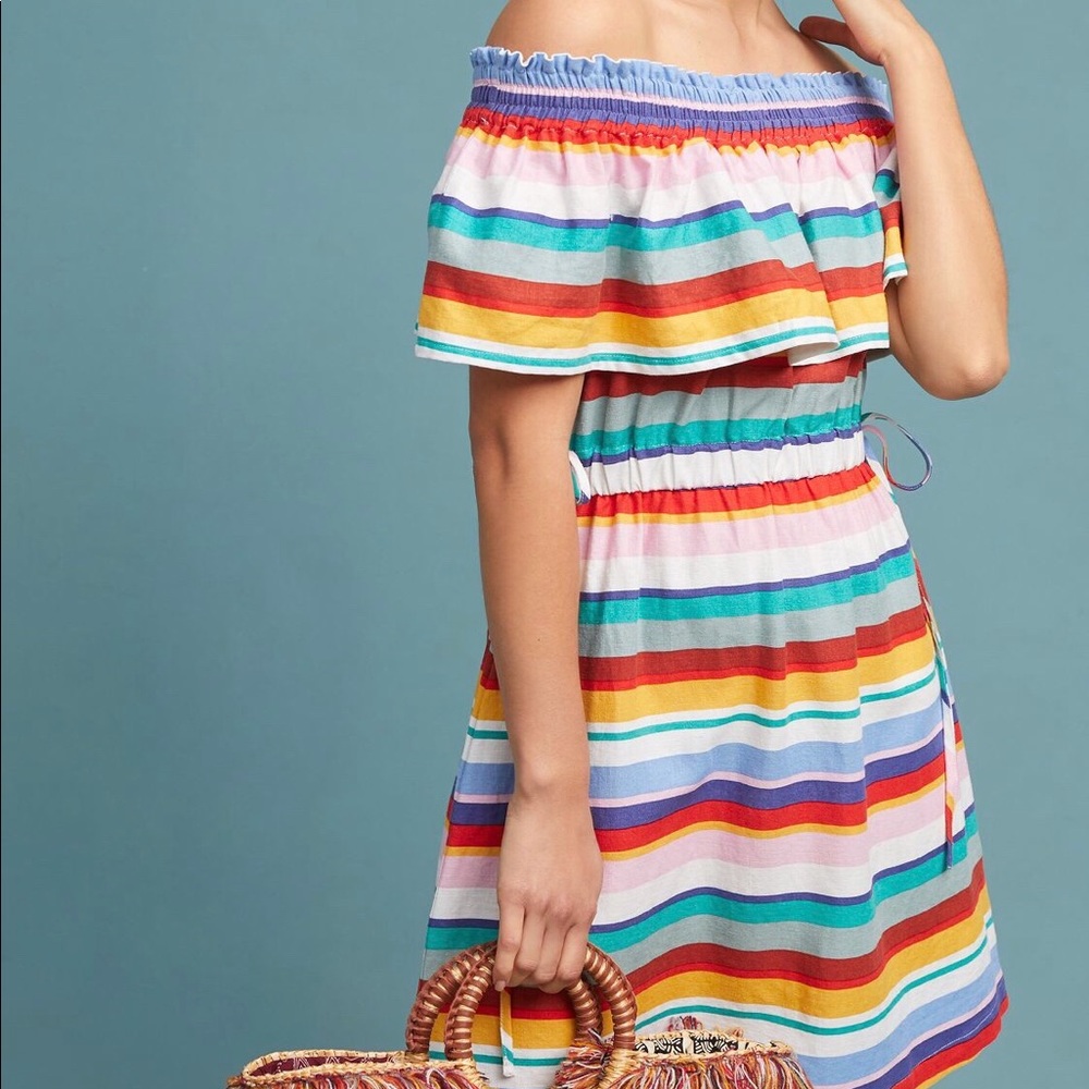 Anthropologie Striped Off The Shoulder dress